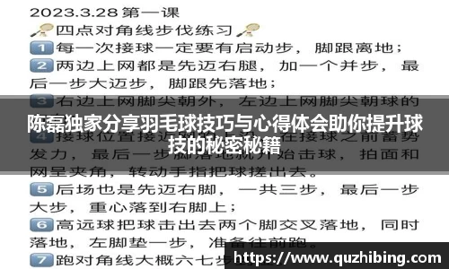 陈磊独家分享羽毛球技巧与心得体会助你提升球技的秘密秘籍